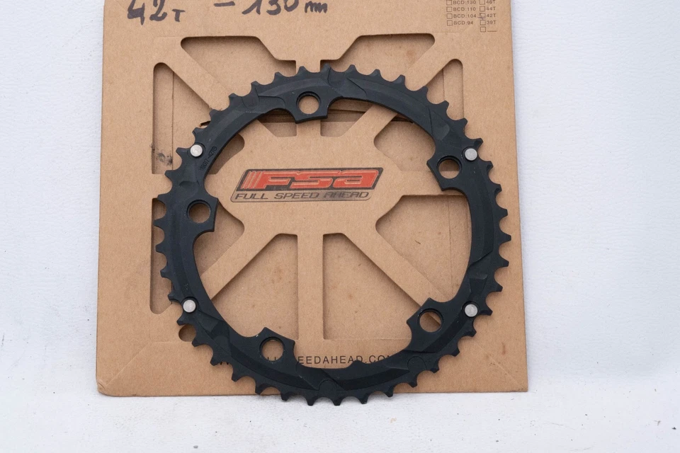 NOS FSA CHAINRING 39T 130 9 SPEED ROAD RACING BIKE BICYCLE OLD INNER BLACK - Image 2 of 3
