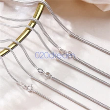 Real 925 Sterling Silver Necklaces 1.6-2.8mm Foxtail/Wheat Chain 14-30" Square