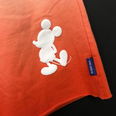 NEW Disney Parks Spirit Jersey Mickey Mouse Ombre Orange Cotton Shorts Size S