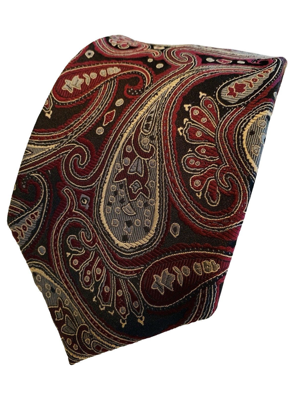 Bergamo New York Black & Burgundy Paisley Men’s Necktie 3.25”x 55.5” Handmade