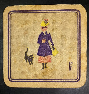 HOLSTEN BIER BEER COASTER 3.5 INCH SQUARE BREWERY BLACK CAT