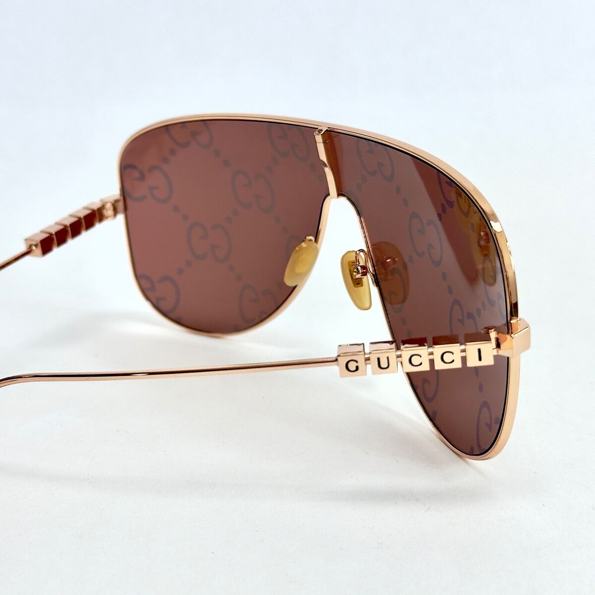 GUCCI 1436 Rose Gold Red Print Mirror Gg1436S Aviator Mask GUCCI 1436 Rose Gold Red Print Mirror Gg1436S Aviator Mask