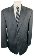 CHAPS RALPH LAUREN Mens 42R Gray Stripe 100 Wool Blazer Sport Coat Suit Jacket