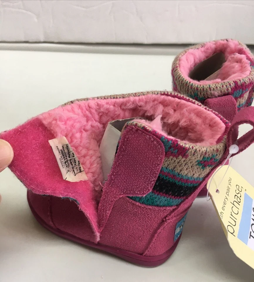 Bota TOMS Nepal Rosa Gamuza Mezcla Bota Talla Pequeña 3 -NUEVA Foto 4 de 4