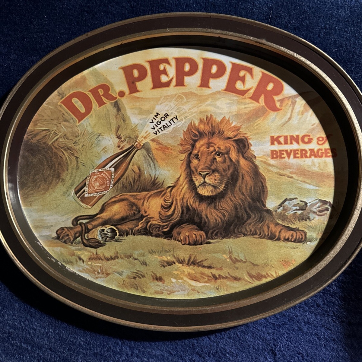 エレナページ！ドラム缶BOX！ Vintage Oval Metal Tin Advertising Tray Dr. Pepper Soda 1900s