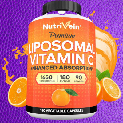 Nutrivein Liposomal Vitamin C 1650mg -180 Capsules - High Absorption Supplements