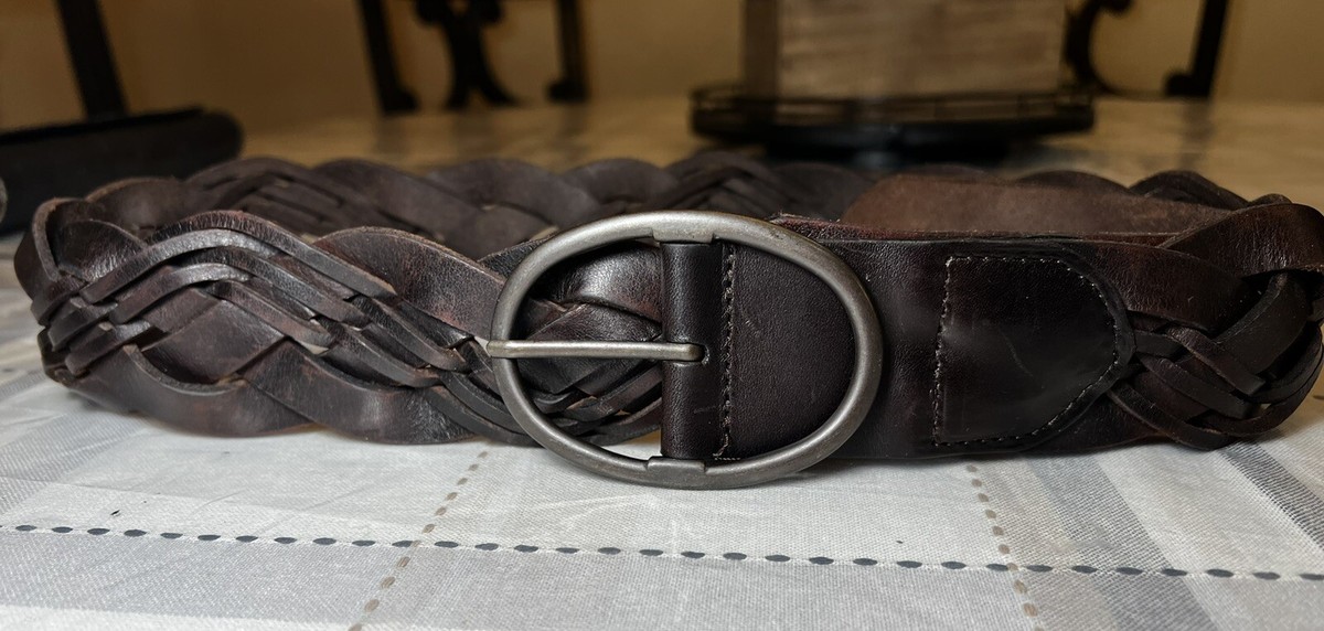 Banana Republic Braided Leather Belt Women S Black Wide Woven Buckle Y2K Capsule Banana Republic Braided Belt 100% Genuine Leather Y2K  main image 4
