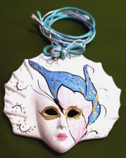 Unique 4" Ceramic Bisque Mardi Gras Carnival Mask Decor