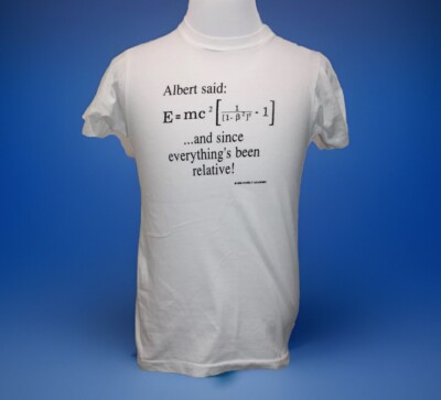 Vintage 80s single stitch Albert Einstein T Shirt E=MC2 1989 mens Size M science
