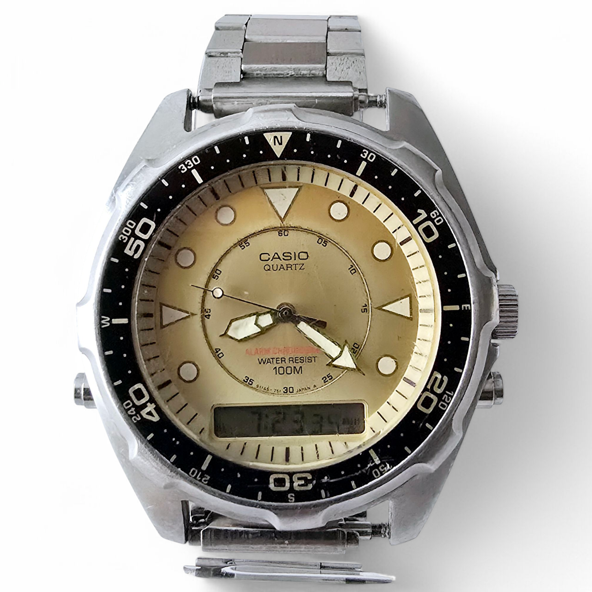 Casio watch men alarm chronograph quartz AMW 320C 