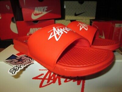 Size 9 - Nike Stussy x Benassi Habanero Red for sale online