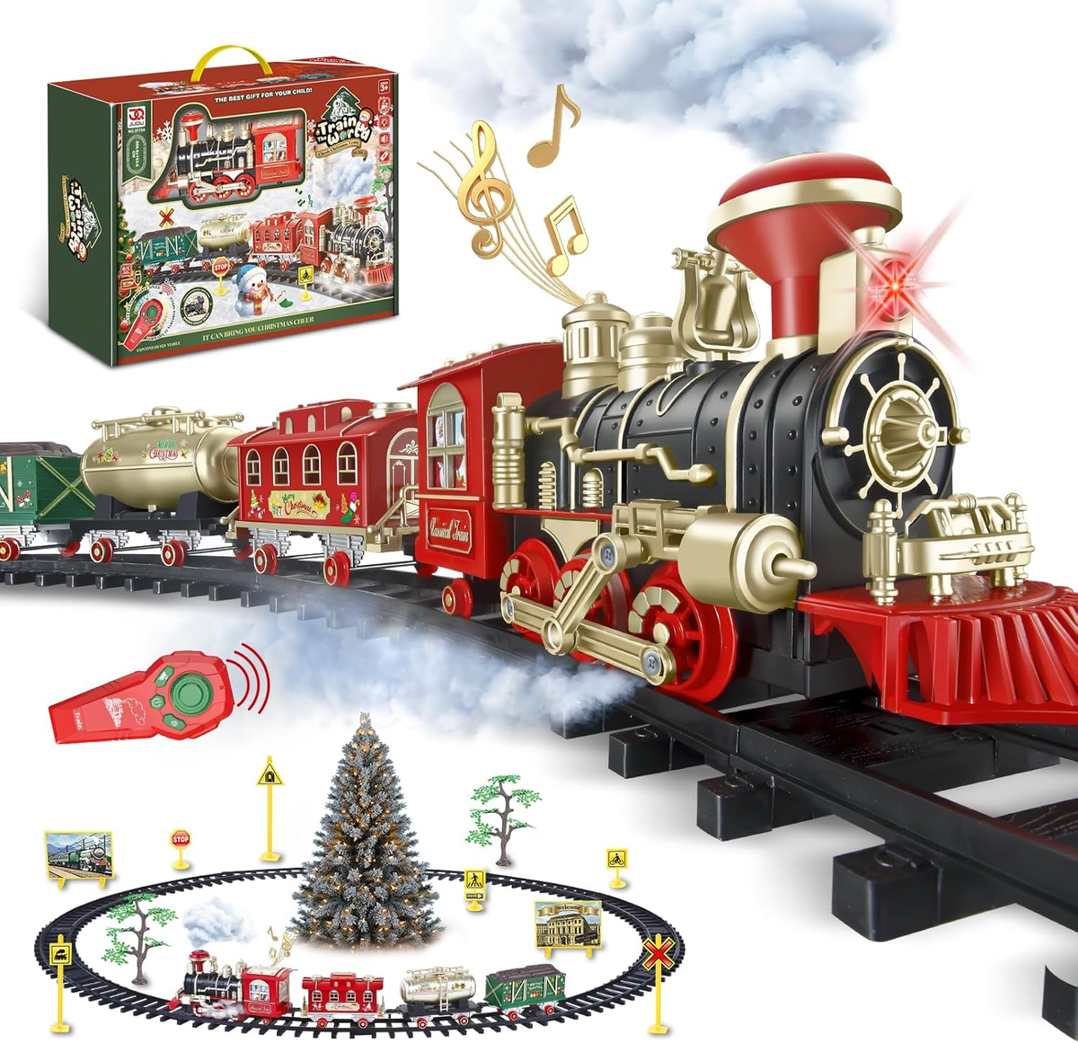Train Set, Extra Large Christmas Train Set with Remote Control