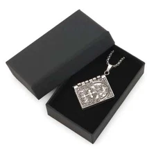 Bible Book Pendant Necklace Antique Silver Cross Unique Jewelry For Men Women