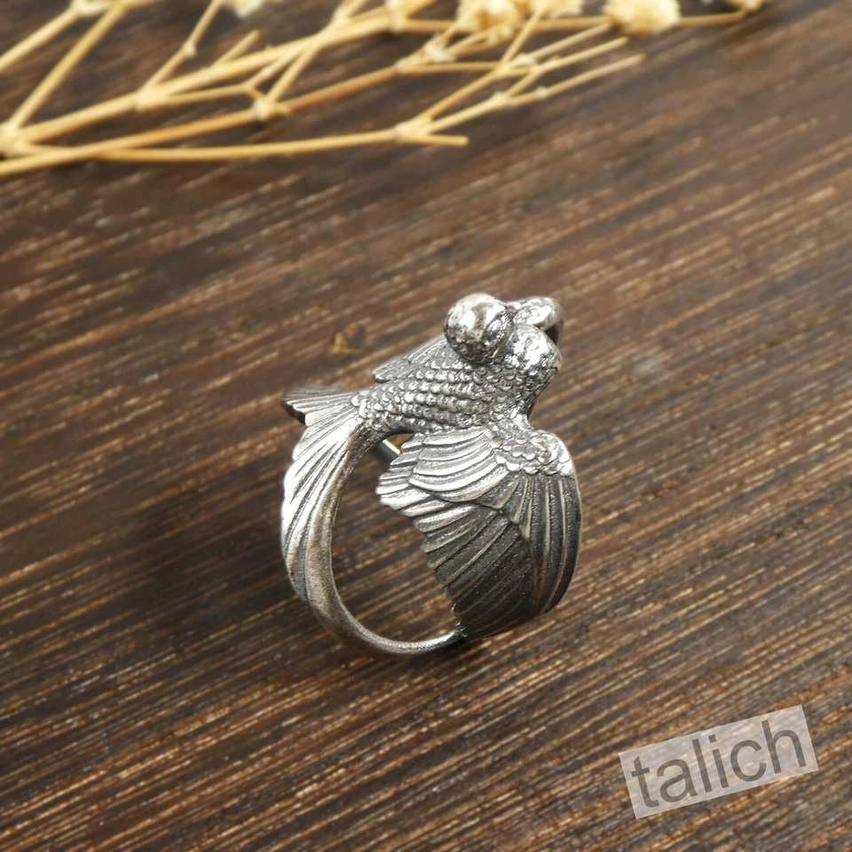 Unique 925 Sterling Silver Detailed Open Wing Bird Swallow Wrap Ring Adjustable - Image 3 of 4