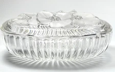 Satin Blossom by Mikasa Crystal/Glass Dish with Lovely Satin Flowers on Lid