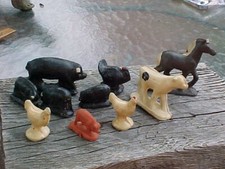 1940s 1950s AUBURN RUBBER FARM ANIMALS ORIG 10 PIECE LOT USED GC HORSE PIGS COW