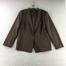 Lafayette 148 Blazer Womens 18 Virgin Wool Blend Jacket 1 Button Brown Nwot