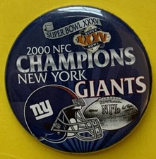 2000 New York Giant Super Bowl XXXV NFC Champion Vintage NFL Football Button pin