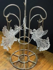 5 Angel Ornaments Star of David & Musical Clear Acrylic Angel Wings Flowing Gown