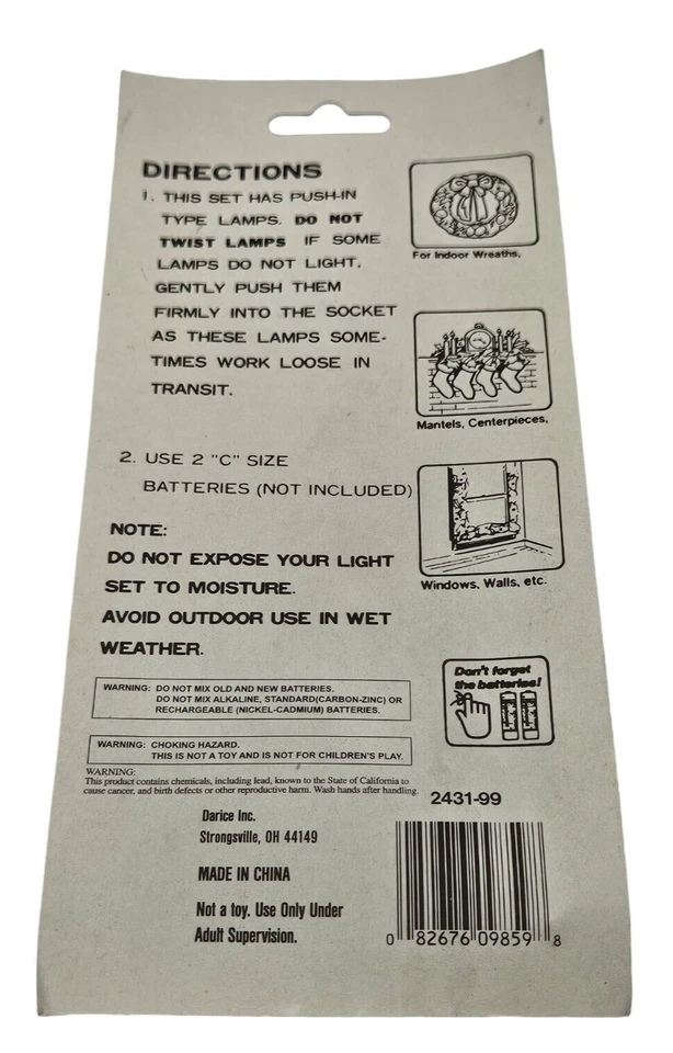 Vintage Darice 10 Clear Mini Battery Operated Christmas Light Lights Set 1 Box - Image 3 of 3