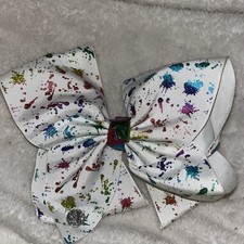 JoJo Siwa Hair Bows for Girls, Rainbow Paint Splatter Large Ribbon Hair Bow