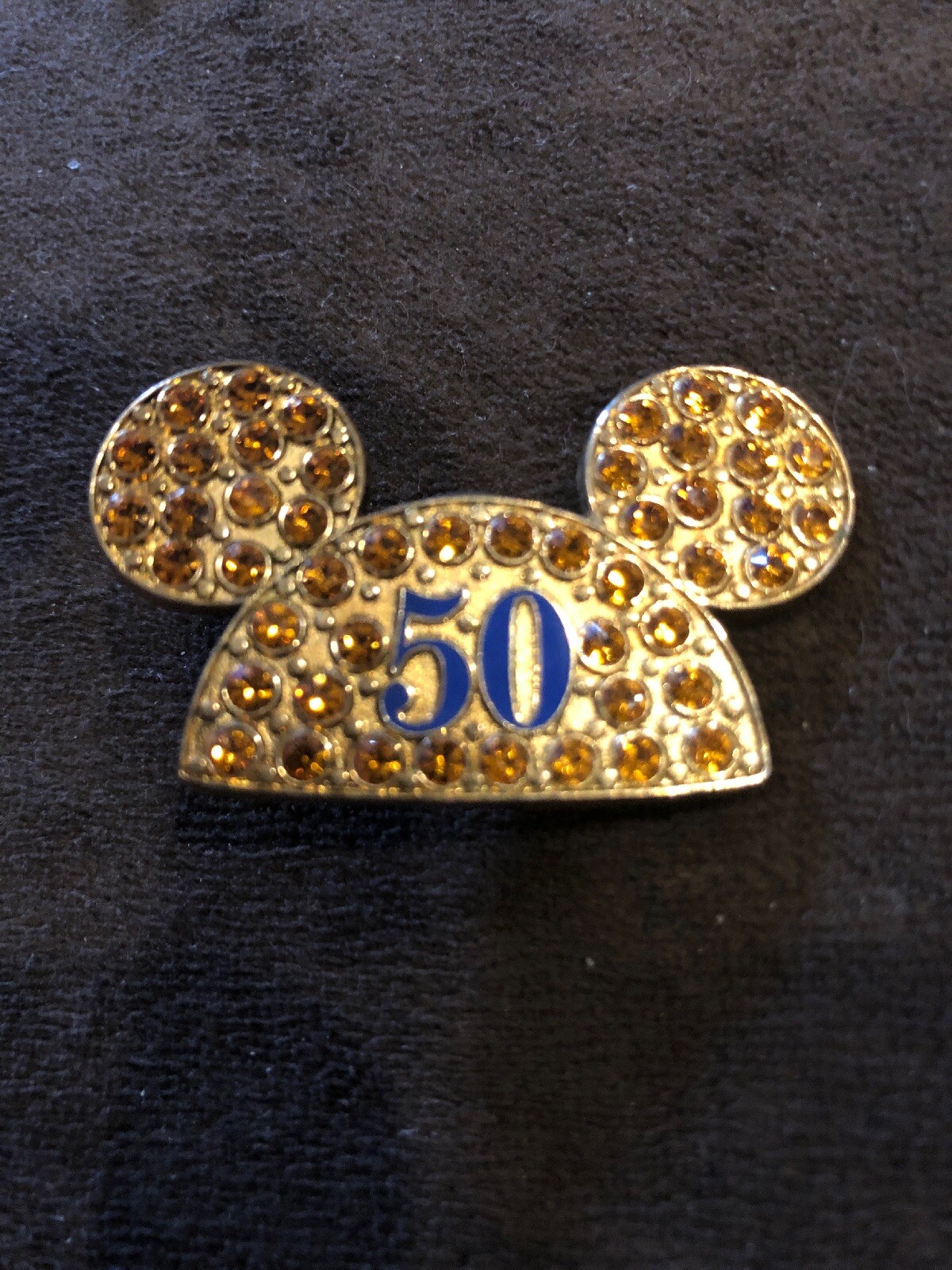 Happiest Celebration on Earth 50th Gold Jewel Mickey Ears Disney Pin