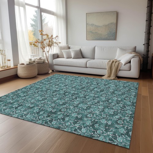 Addison Rugs Chantille ACN692 Teal 3' x 5' Indoor Outdoor Area Rug, Easy Clea... - Picture 6 of 8