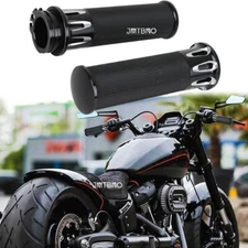 Black Motorcycle 1 Inch CNC Throttle Hand Grips Handlebar For Harley Davidsion