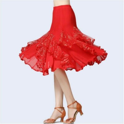Damen Tanzbekleidung Ballsaal Tanzrock Latin Salsa Walzer Moderne Blumenmuster