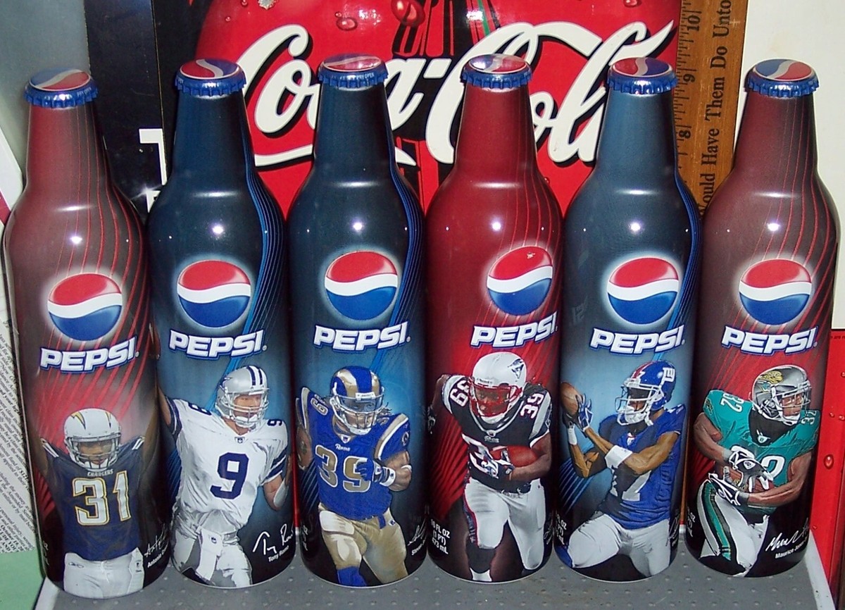 2008 PEPSI - COLA NFL AFC/NFC 6 TEAM COMPLETE SET 16 OZ ALUMINUM