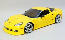  1/10 RC Car BODY Shell CHEVY CORVETTE 190mm w/ Light Buckets -YELLOW-
