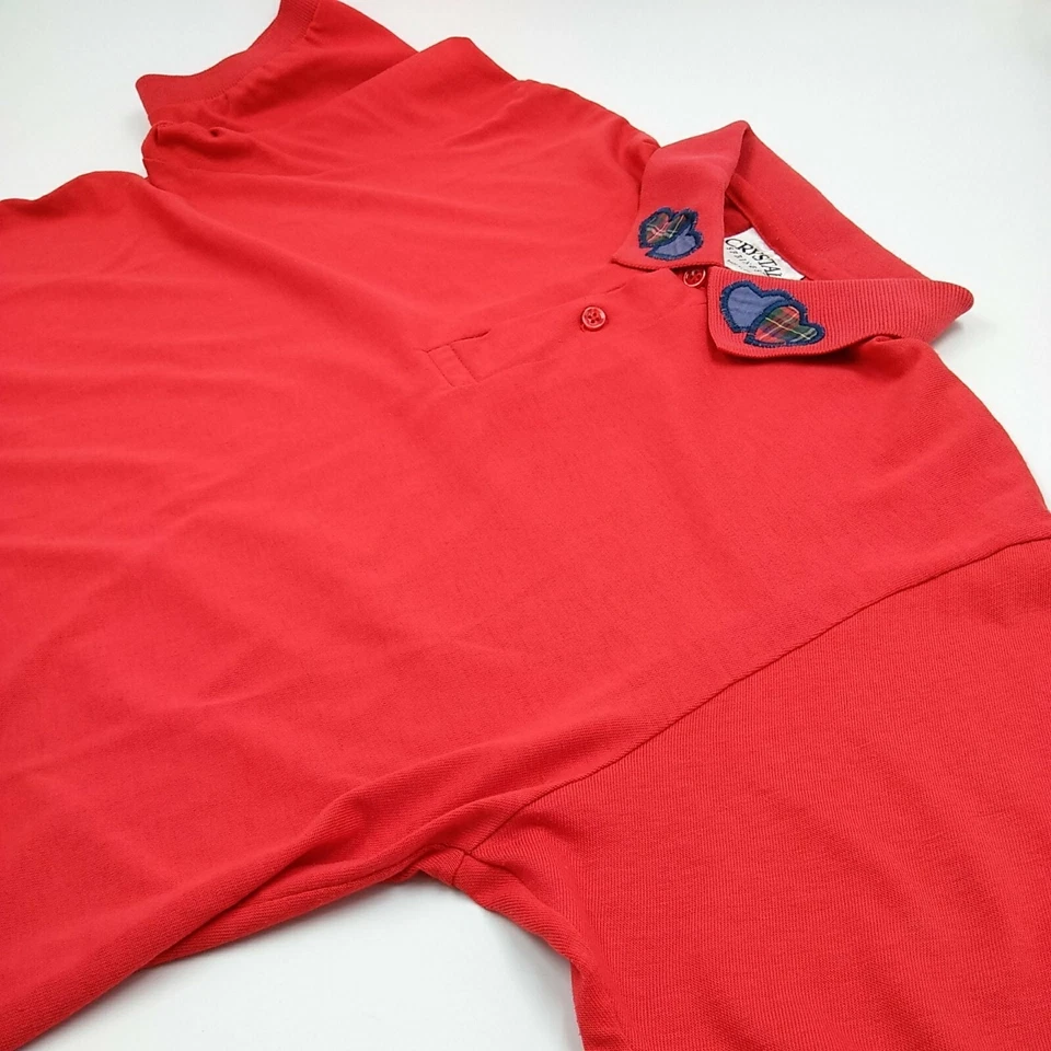 Camisa Polo Vintage Crystal Springs Manga Corta San Valentín Abotonada - Hecha en EE. UU. L Foto 3 de 4