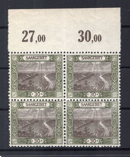 Saar 57 Gold Upper Margin Block of Four (A2039