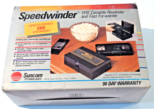 Suncom Speedwinder VHS Video Cassette Rewinder Fast Forward Cordless Portable