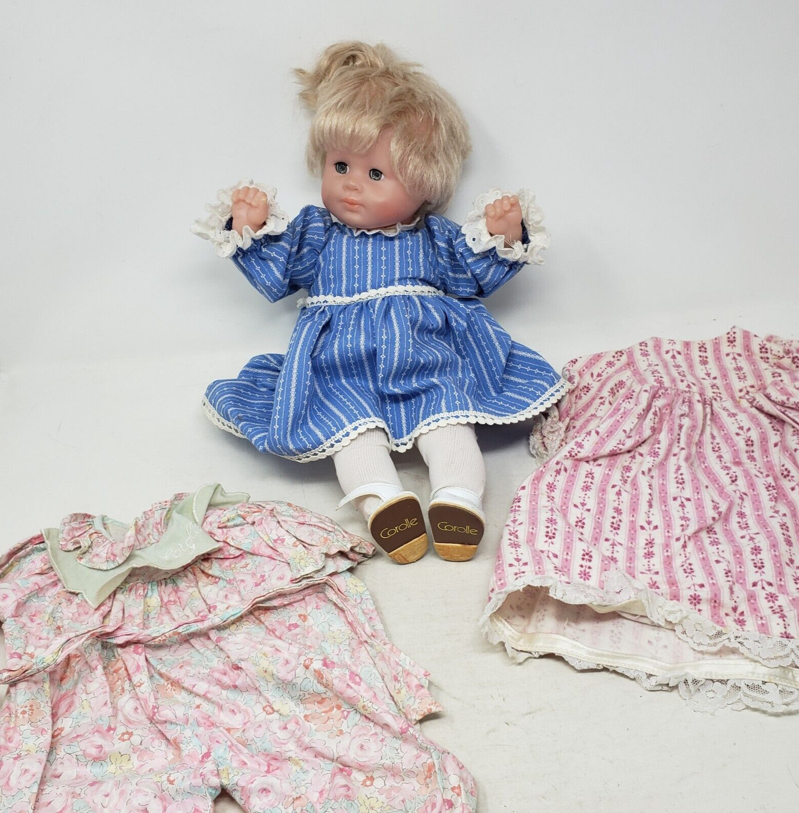 Vintage Corolle Bebe Baby Doll + Outfits 1991 14 inch Timele