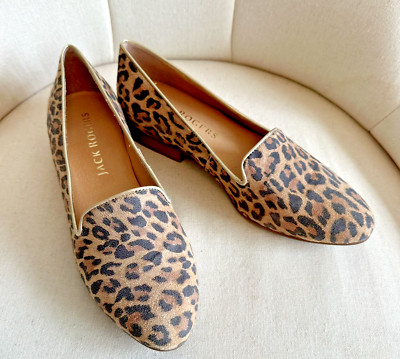 Jack Rogers Ginny Suede Loafer Leopard Shoes READ 2 Sizes Right 6.5 Left 6 Flats