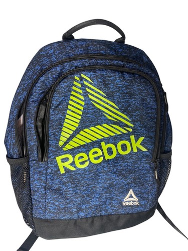 Reebok Backpack Blue Green Dual Zip Front Side Pouches Sports School ...
