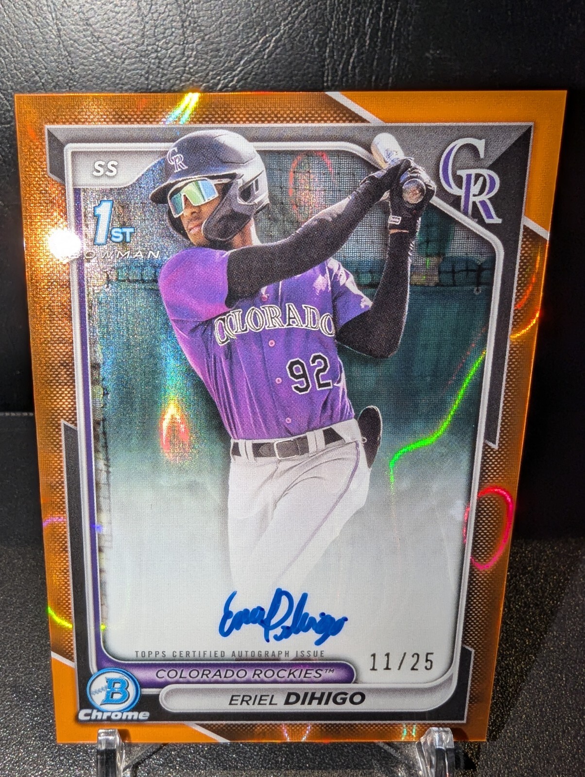 2024 Bowman Chrome - Eriel Dihigo 1st Orange Lava Refractor Auto SN 11/25 RC AU