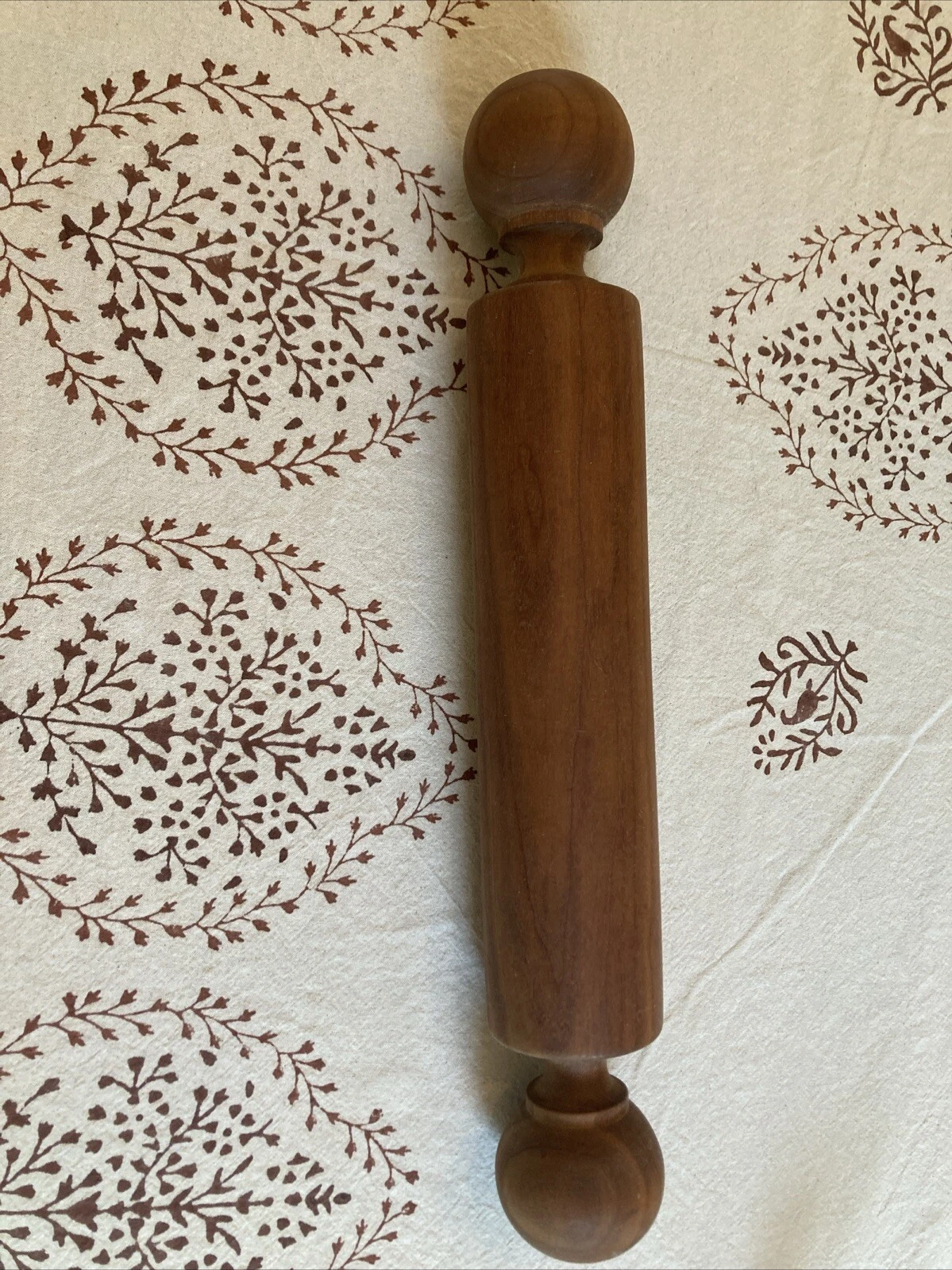 Rolling Pin Solid Cherry Wood Large ONE PIECE 16” Farmhouse Handmade VTG NICE!