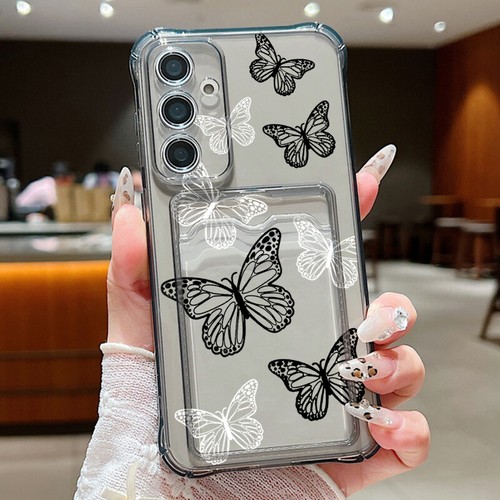 Case With Holder Slot For Samsung S24 FE S23 S22 A16 A15 A55 Butterfly TPU Cover - Zdjęcie 10 z 12