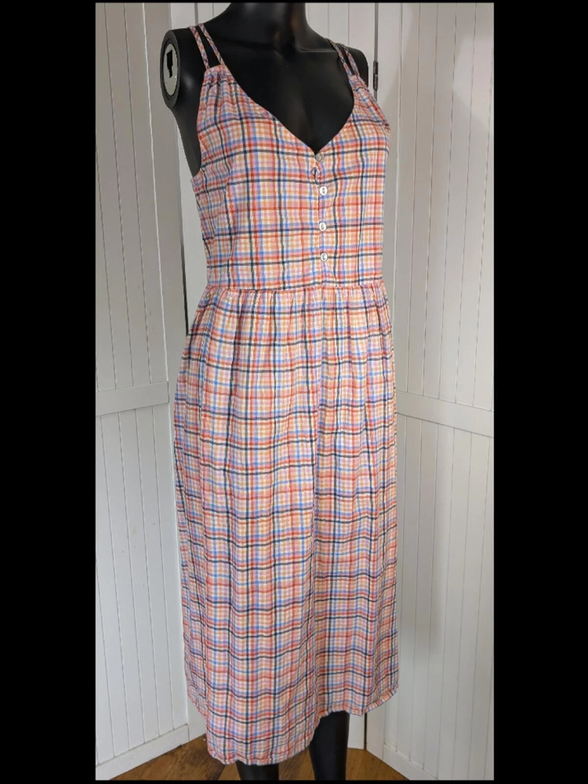 LOFT Plaid Cotton Midi Sundress Size 8 Pink Blue Orange Fit Flare
Opens in a new window or tab