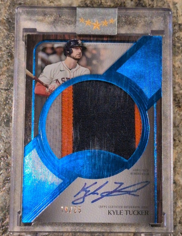 KYLE TUCKER 2025 TOPPS FIVE STAR JUMBO PRIME PATCH BLUE AUTO /25 Q0398