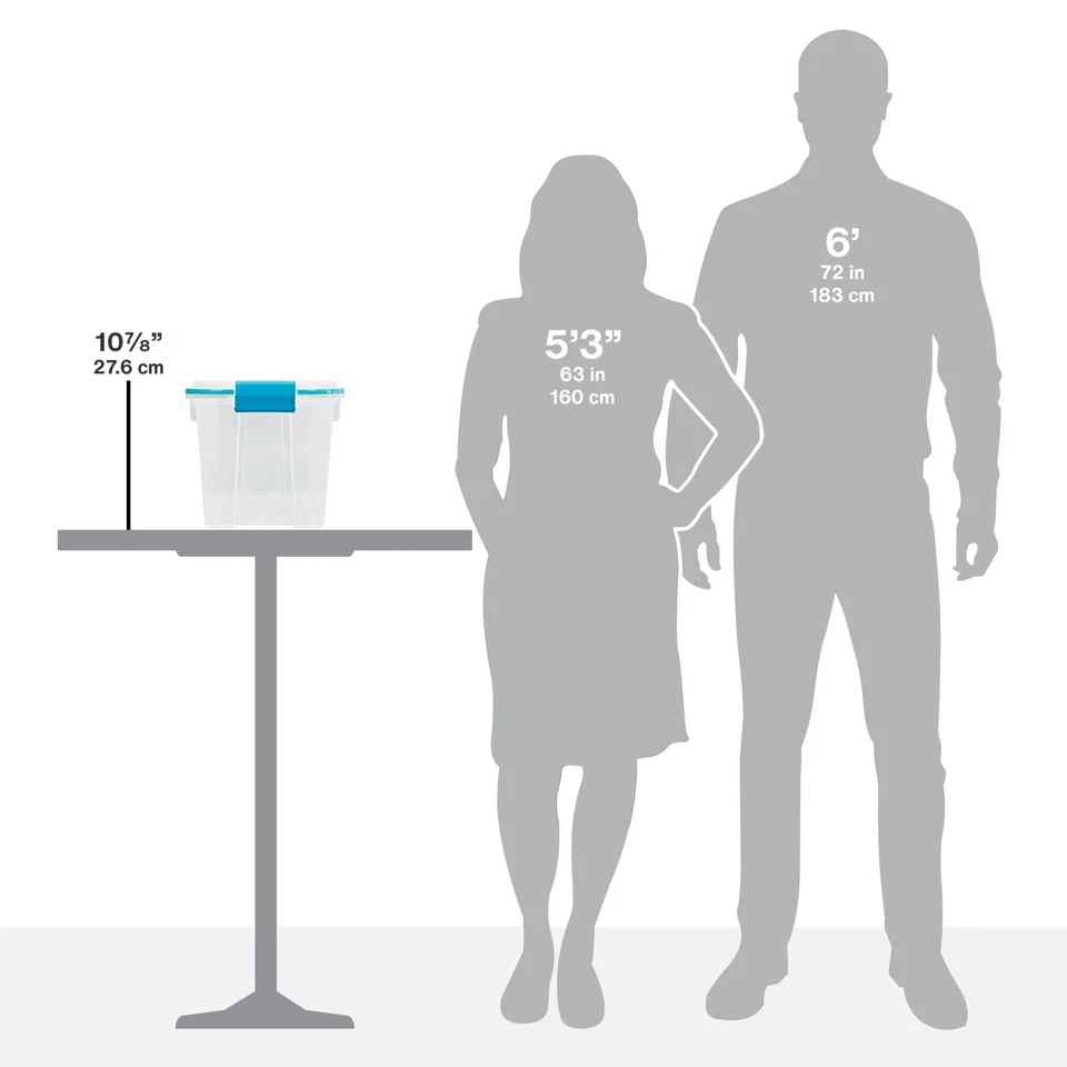 Caja de juntas de 20 cuartos pequeño contenedor de almacenamiento transparente con tapa de pestillo, azul, 6 unidades Foto 3 de 4