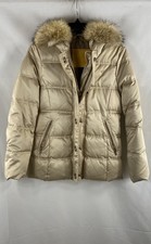 Vintage Y2K Coach Women's Puffer Jacket Champagne Coyote Fur Hood Down XS