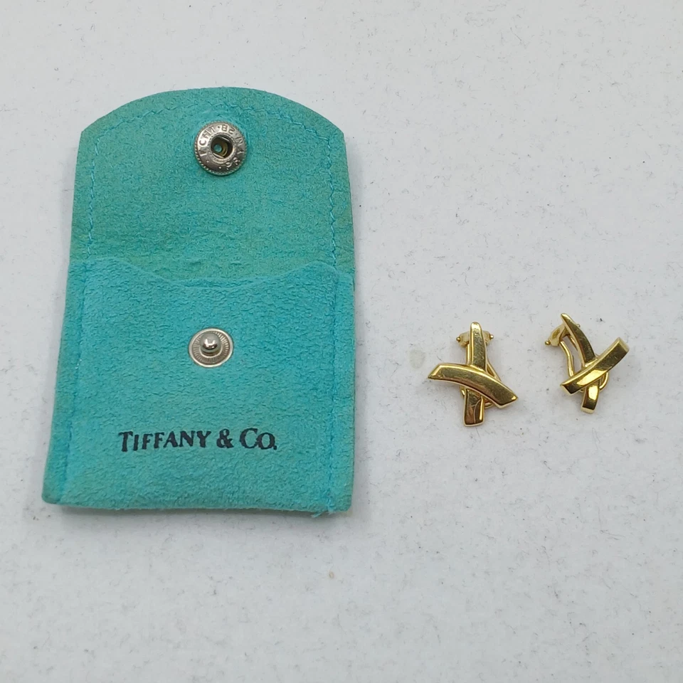 Pendientes Tiffany & Co. Oro Amarillo 18k Graffiti X .5" 16.4mm BOLSA INCLUIDA Foto 3 de 4