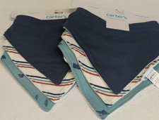 Carter's Bandana Bibs Dinosaur Theme Blue Multicolor Snap Closure