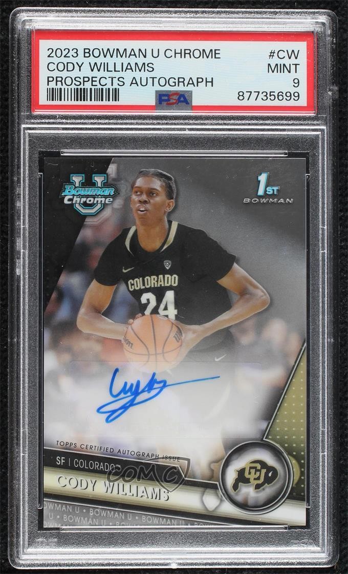 2023-24 Bowman U Chrome Prospect Cody Williams #BCPA-CW PSA 9 MINT Auto 10a4
