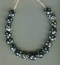 African Trade beads Vintage Antique Venetian old glass beads black skunk eye