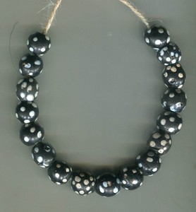 African Trade beads Vintage Antique Venetian old glass beads black skunk eye