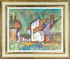 Mary Stella Edwards (1915-2009) Oil On Canvas. Bright Street Scene